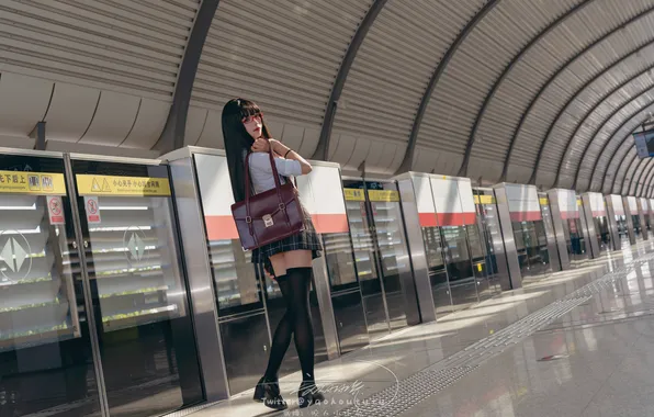 Picture Asian, school uniform, long hair, model, women, cosplay, dark hair, Nian Tuanzitu