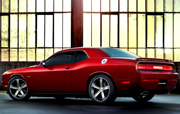 Picture Red, Challenger, Dodge, Dodge, Challenger, Red, Hangar, Car, Car, Automobiles, 2014, Fast, 100th Anniversary