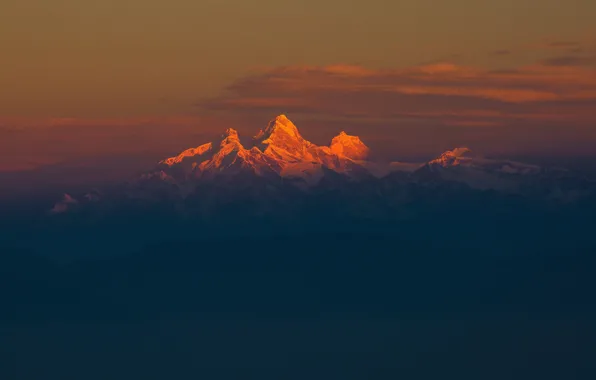 Picture light, morning, mountain range, The Himalayas