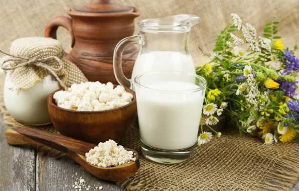 Flowers, milk, cheese