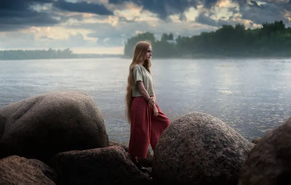 Picture shore, model, the beauty, long hair, Tatiana Mercalova, Eugene Buksa