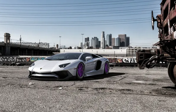 Auto, Lamborghini, White, Machine, Car, Auto, Render, Aventador