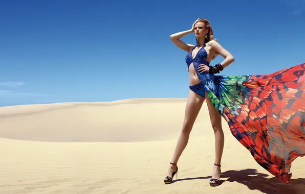 Picture sand, swimsuit, girl, model, Anna Vyalitsyna