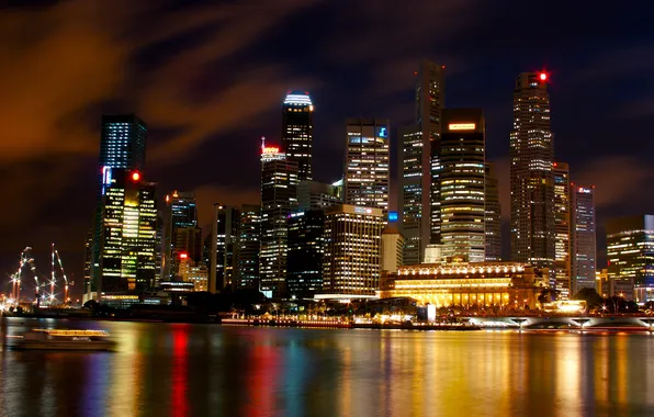 Night, city, home, Singapore, skyscrapers, Singapore, hotel.