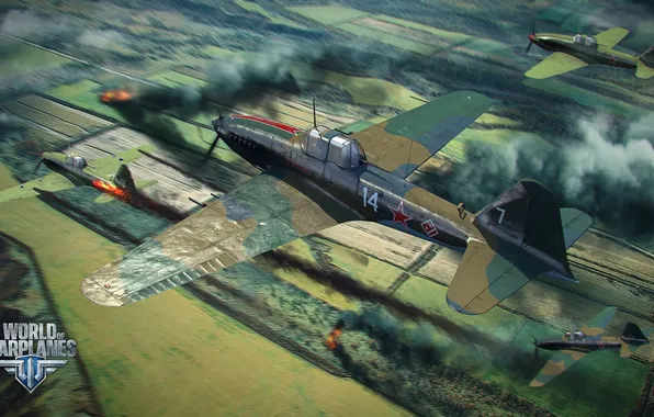 Field, the plane, fire, aviation, air, MMO, Wargaming.net, World of Warplanes