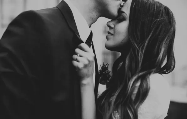 Picture girl, kiss, ring, profile, lovers