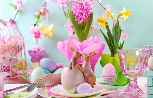 Flowers, eggs, spring, Easter, flowers, spring, Easter, eggs