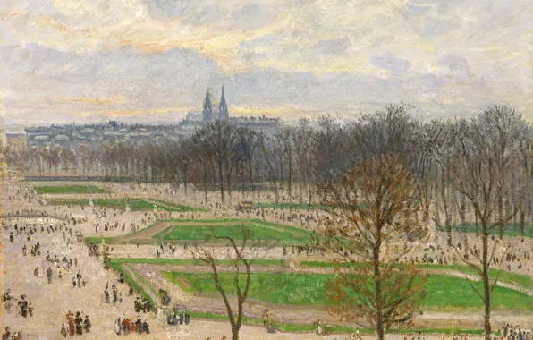 Picture landscape, the city, Park, Paris, picture, Camille Pissarro, The Gardens Of The Tuileries On A …