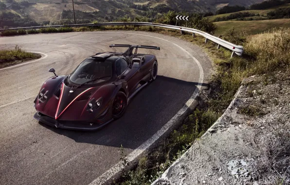 Pagani, Car, Zonda, Burgundy, 2017, Ghost Evo