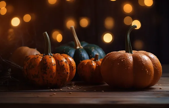 Light, pumpkin, bokeh, digital art, AI art, neural network, the art of artificial intelligence
