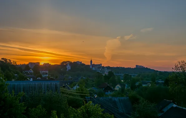 Landscape, the city, dawn, morning