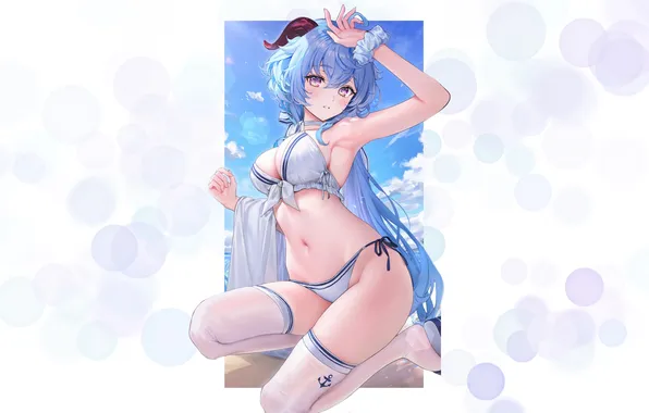 Kawaii, girl, hot, sexy, wet, horns, anime, water