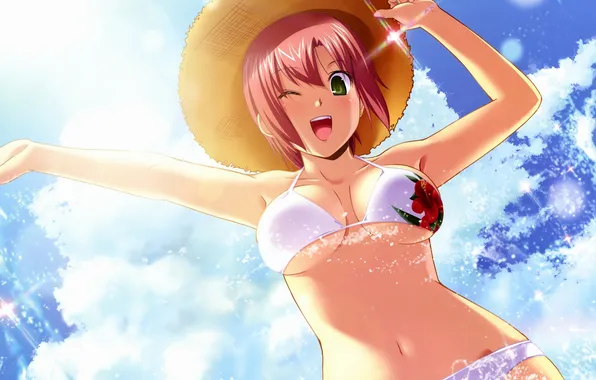 Sea, swimsuit, girl, joy, squirt, hat, Rio: Rainbow Gate!