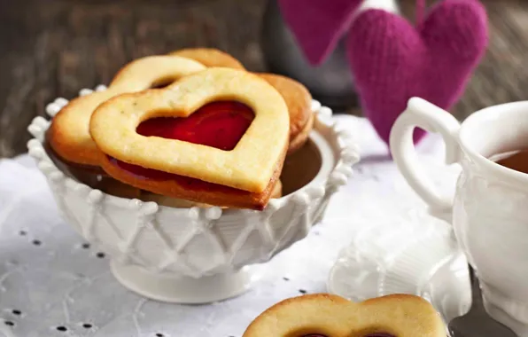 Picture love, holiday, heart, food, cookies, Cup, love, dessert
