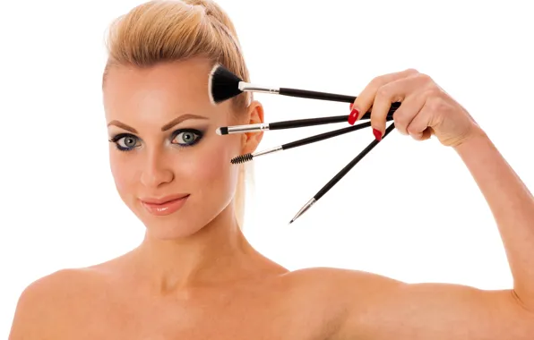 Picture look, face, smile, model, hands, makeup, hairstyle, blonde