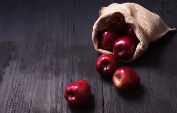 Apples, red, red, fruit, wood, fruit, apples