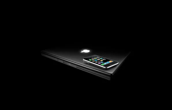 Background, black, Apple, phone, laptop, ifon