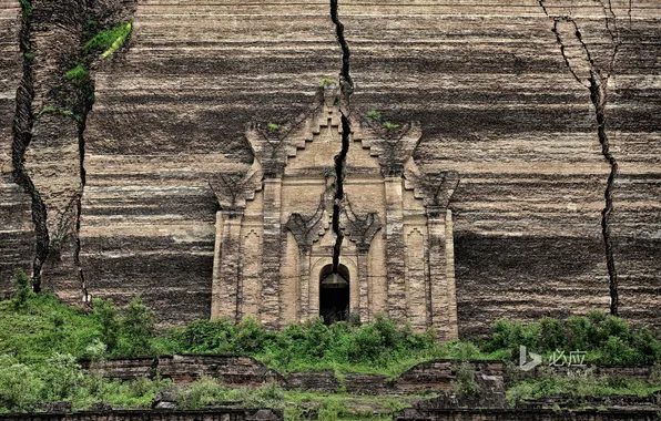 Picture trees, rock, hdr, temple, facade, crack
