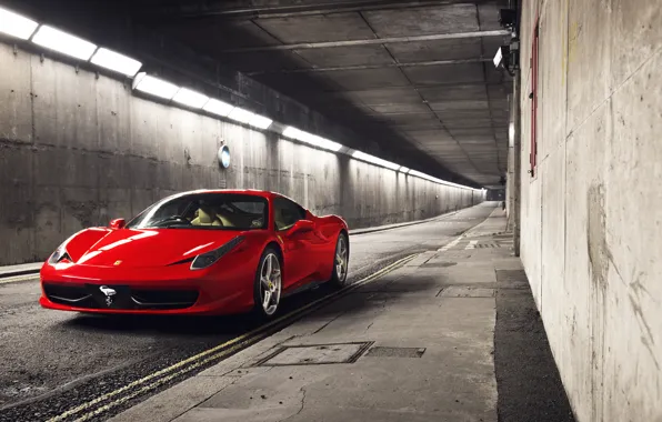 Picture red, red, Ferrari, tunnel, before, Ferrari, 458, Italia