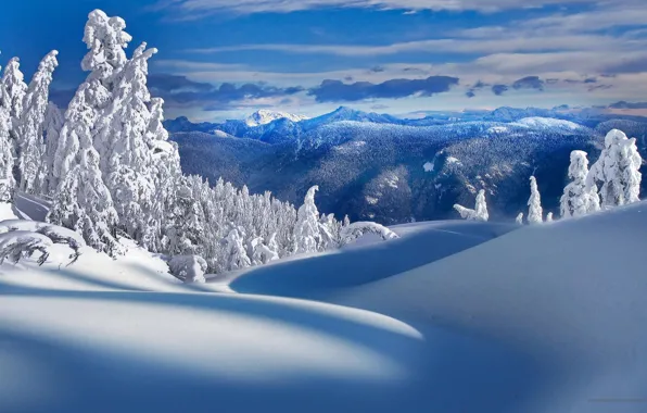 Winter, snow, mountains, nature