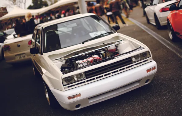 Volkswagen, white, before, without the hood, Jetta 2