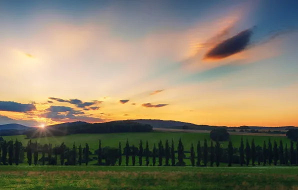 Sunset, The sun, The sky, Nature, Clouds, The evening, Sunrise, Morning