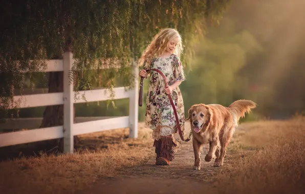 Picture dog, girl, Edie Layland, Country Girl With Dog