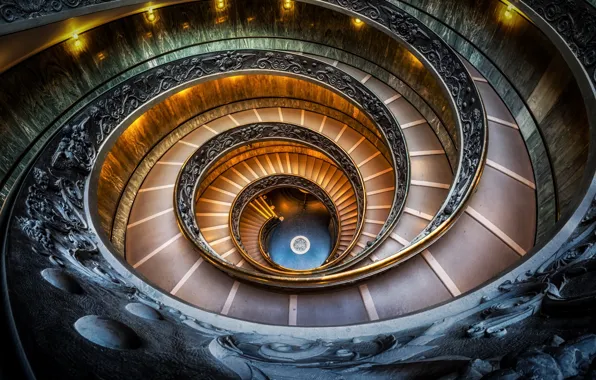 Spiral, Italy, ladder, The Vatican Museum