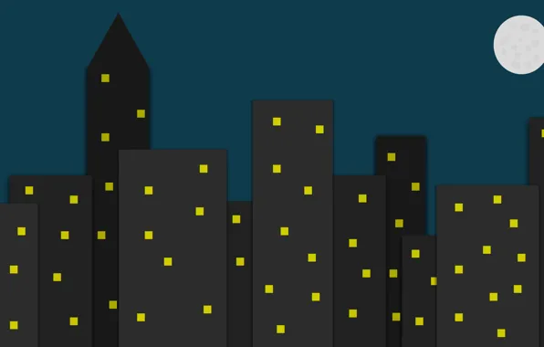 The city, minimalism, Night city, city in darkness