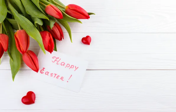 Holiday, Easter, tulips, heart, postcard