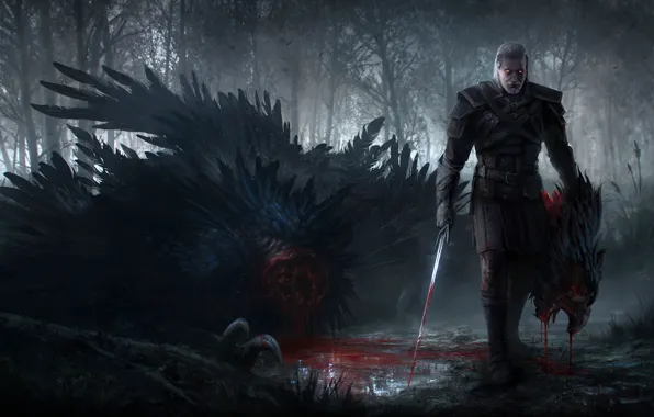 Forest, The Witcher 3: Wild Hunt, Geralt, Griffon