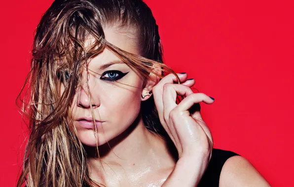 Red, face, style, background, model, hair, wet, makeup