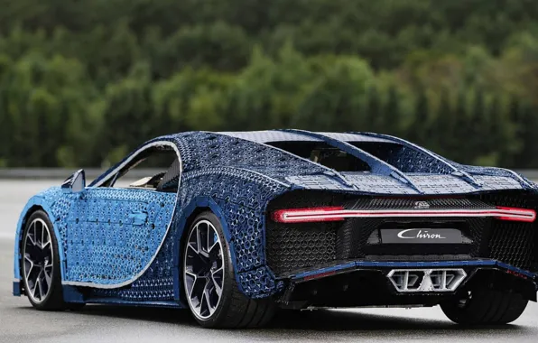 Machine, Bugatti, LEGO, supercar, supercar, Lego, blue car, Chiron