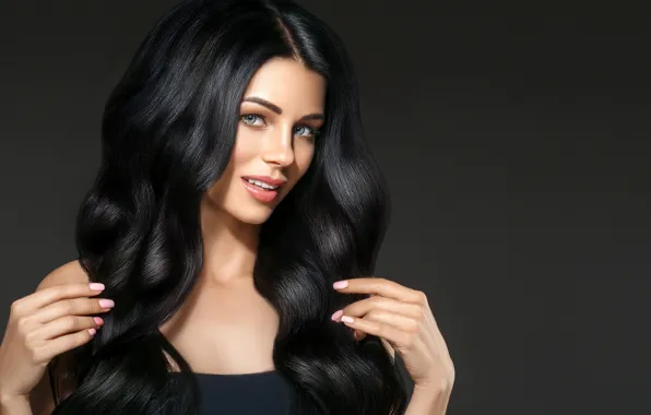 Picture look, girl, face, model, portrait, hands, makeup, hairstyle