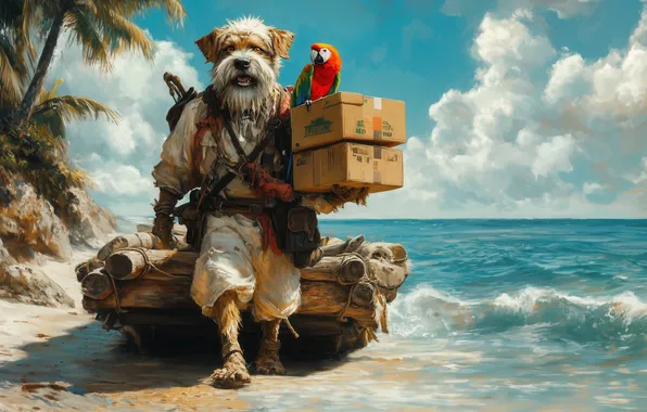 Fantasy, dog, picture, fantasy, history, mythology, imitation painting, AI art