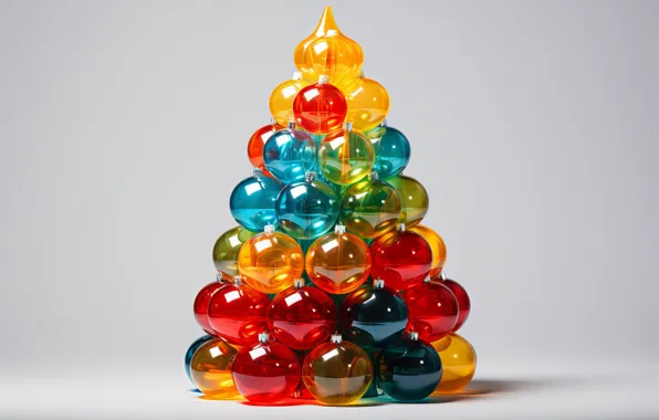 Balls, bright, Shine, yellow, blue, Christmas, transparent, red