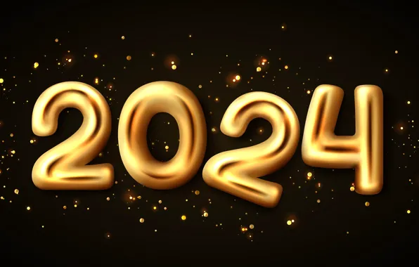 Figures, New year, date, composition, 2024, New Year 2024