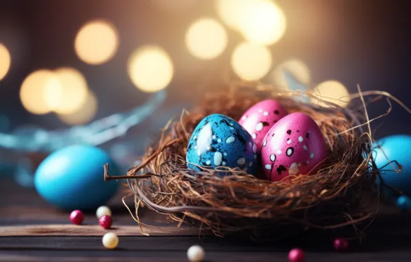 Holiday, bright, eggs, spring, blue, Easter, socket, pink