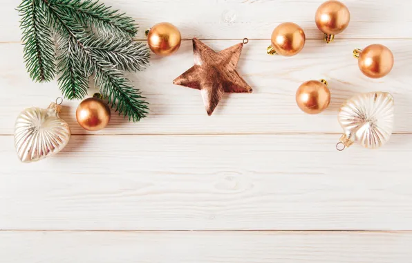 Decoration, balls, tree, New Year, Christmas, happy, Christmas, wood