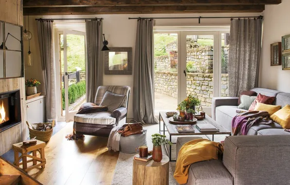 Design, style, room, France, interior, fireplace, living room, Provence