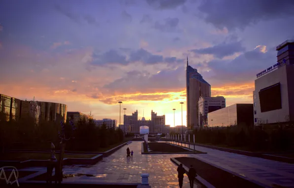 Minimalism, Astana, ADM, Kazakhstan, water-green Boulevard