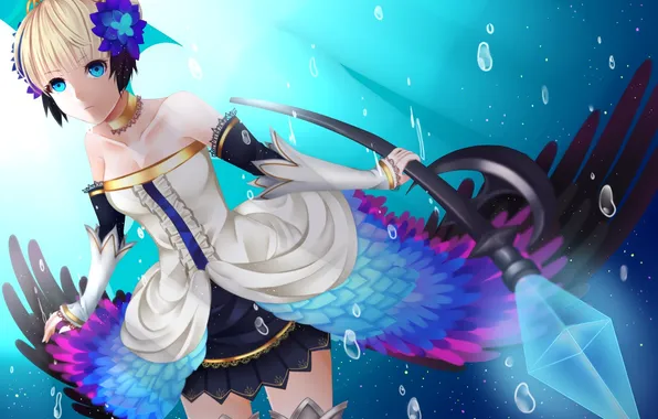 Crystal, girl, art, staff, under water, odin sphere, gwendolyn, Seishiki