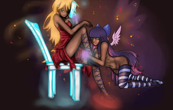 Picture look, smile, weapons, girls, mood, art, panty &ampamp; stocking with garterbelt, anarchy stocking