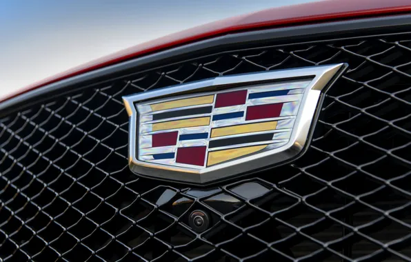 Picture red, Cadillac, emblem, grille, sedan, four-door, 2020, CT5-V