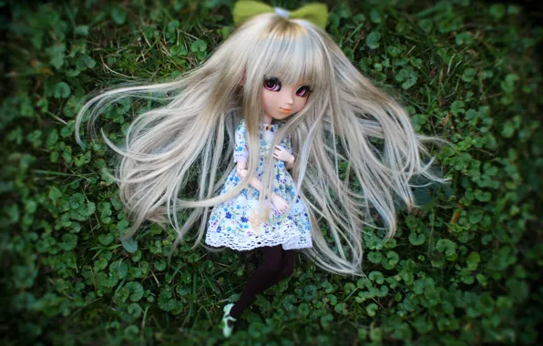 Grass, doll, long hair