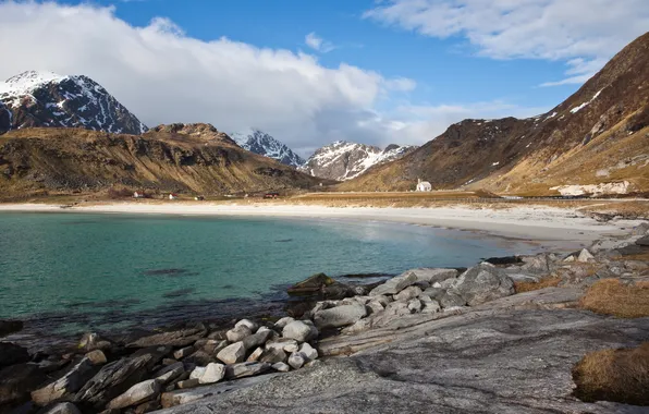 Clouds, landscape, mountains, nature, Norway, Lofoten Islands