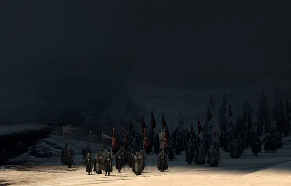 Army, Knights, troops, banners, digital art, The Templars, The crusaders, Jama Jurabaev