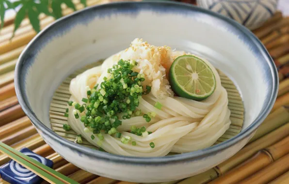 Bamboo, bow, lime, bowl, noodles