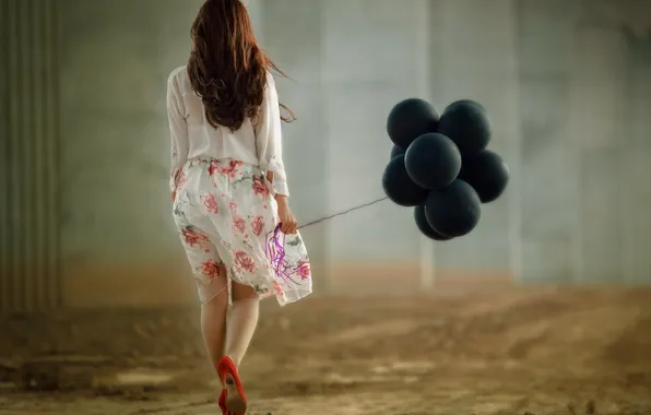 Picture girl, background, balls