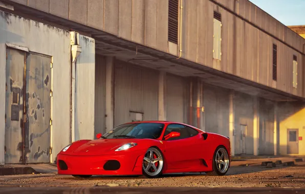 Picture the sky, red, the building, door, red, ferrari, Ferrari, front view
